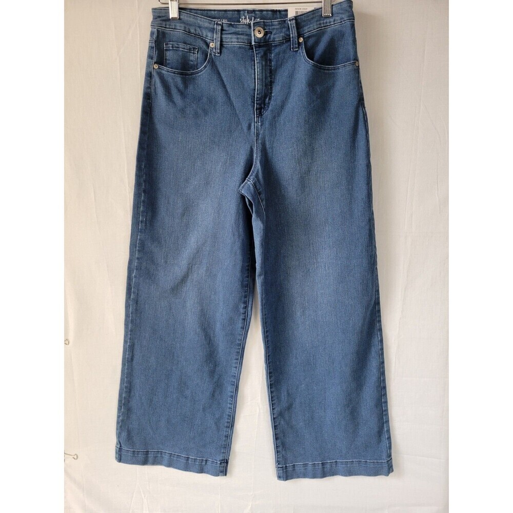 Style & Co Women's Wide Leg/crop Jeans Size 8 High Rise Blue